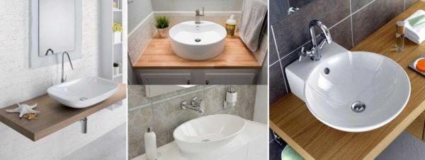 Types of overhead sinks and their dimensions 