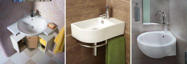 Photo of corner washbasins for the toilet 