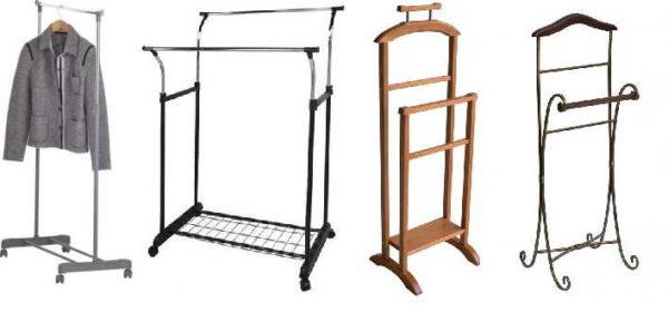 Several types of clothing racks on trembles