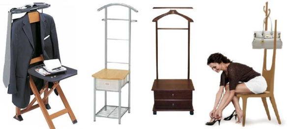 Floor rack with chair and nightstand - to fully utilize the hallway space