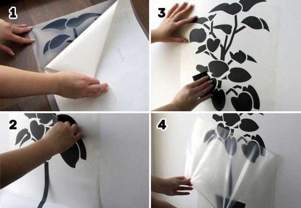 How to put vinyl stickers on the wall - step-by-step photos 