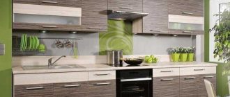 Inexpensive modular (prefabricated) kitchens: types of cabinets, the principle of layout