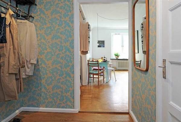 Scandinavian style hallway with characteristic color combination