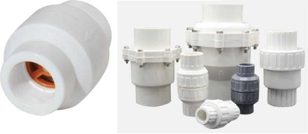 Check valve for plastic and polypropylene pipes 