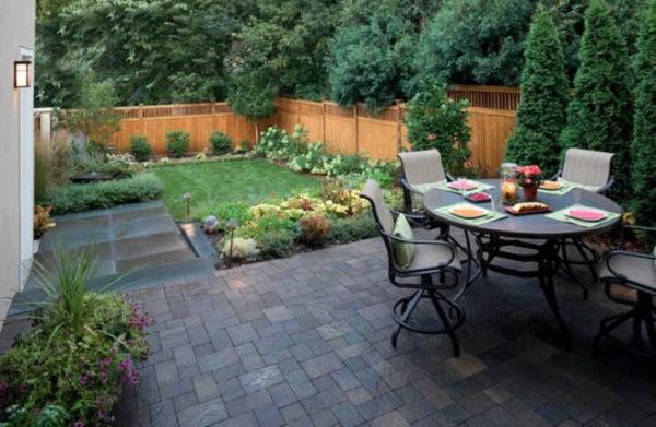 Just outside the entrance is a paved area where you can put chairs, table, and chairs 