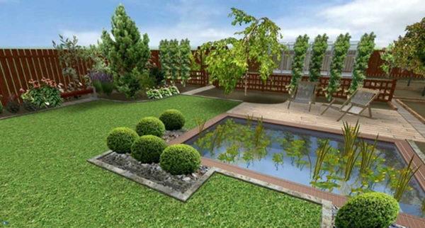 Courtyard layout with swimming pool