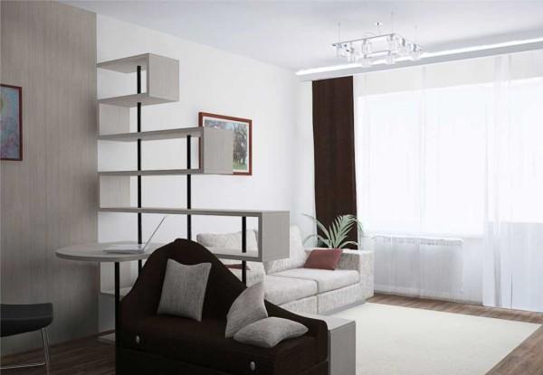 Zoning a room with a partition shelf