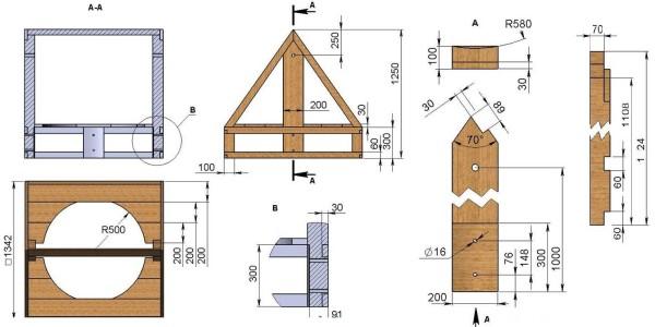 Casa para um poço com as suas próprias mãos desenhos com dimensões