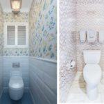 On the left - PVC wall panels in combination with washable wallpaper, on the right - unusual coloring