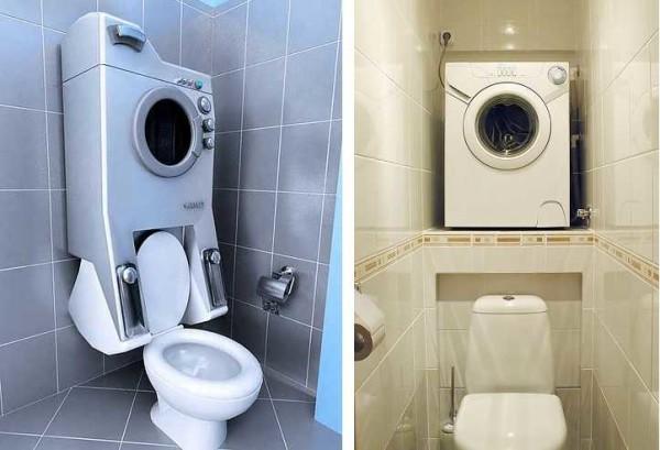 Where to install the washing machine in the toilet