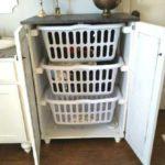 Don't feel like putting a laundry basket in a beautiful bathroom? Make a linen cabinet with drawers and pull-out drawers