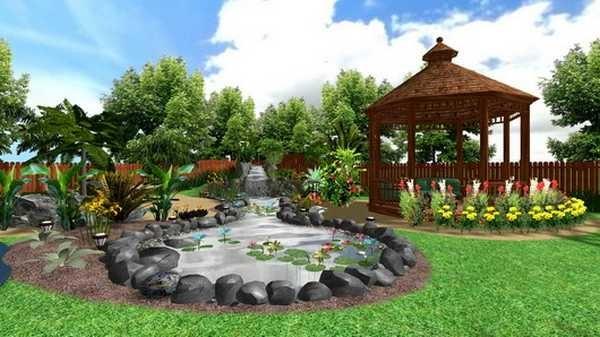 Gazebo and pond - the favorite and most vivid ways to decorate a summer house or country plot 