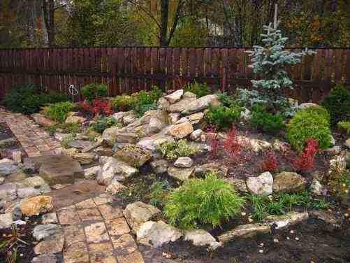 Raised flower beds, rockeries and slides can help visually expand your space