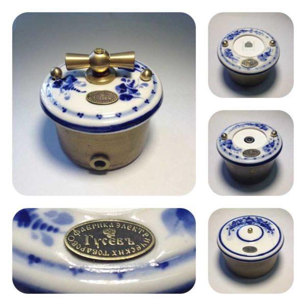 Russian firm Gusev produces porcelain sockets/switches with painting