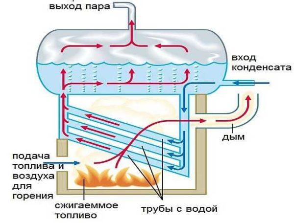 Structural diagram of a boiler for steam heating