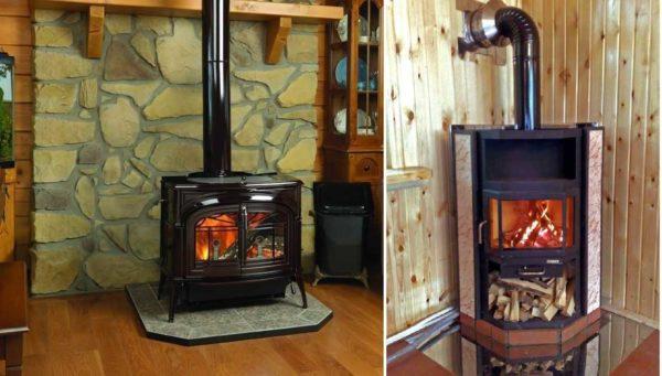 Wall and corner models of fireplace stoves 