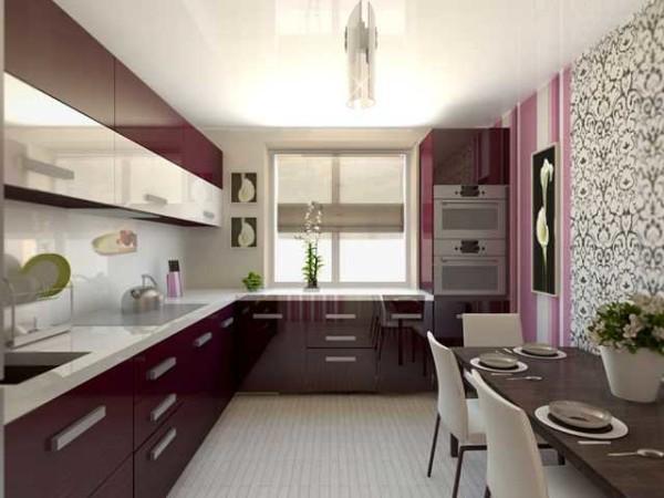 In a square kitchen it is convenient to arrange the furniture in an angle 