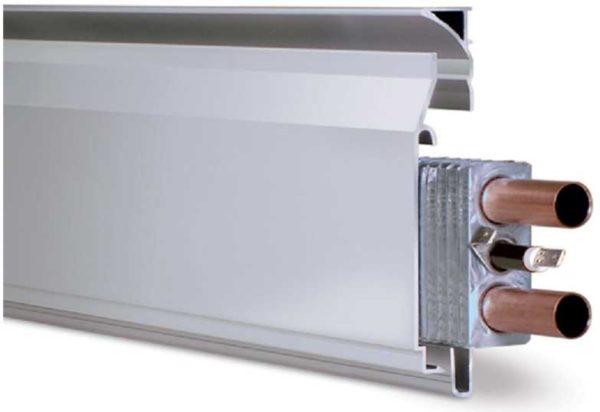 There is also a combined warm baseboard - with an electric heater and pipes for the heating medium