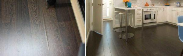 Even moisture-resistant laminate flooring will swell after prolonged contact with water