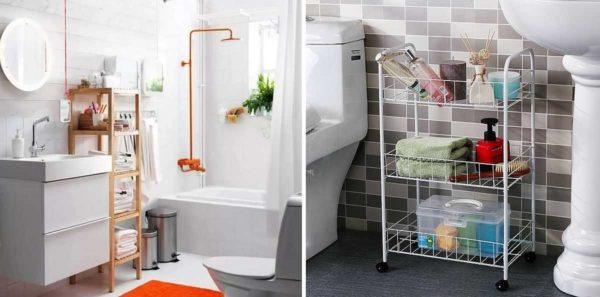 Floor shelves for the bathroom: not everyone can find a place to install them 