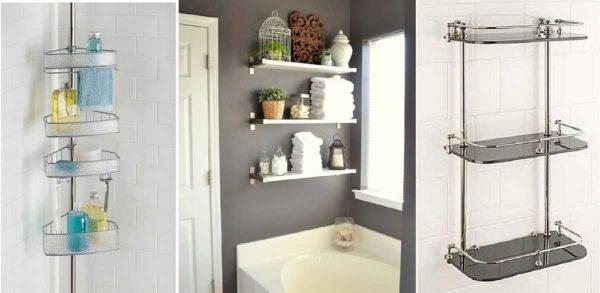 Wall shelf in the bathroom - different designs, different materials 