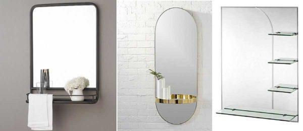 Bathroom mirror shelf options for a mirrorless bathroom 