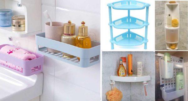 Bathroom shelves made of plastic can be of different shapes and mounting methods