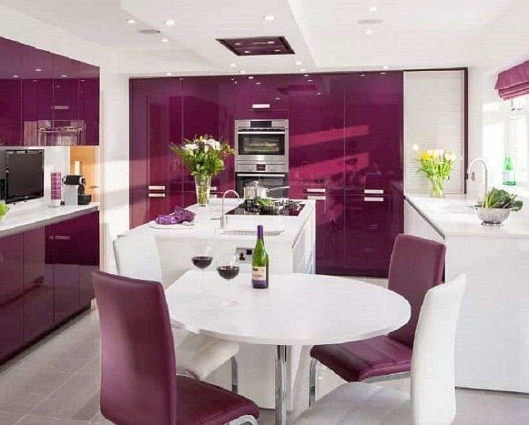 Small kitchen set in purple color