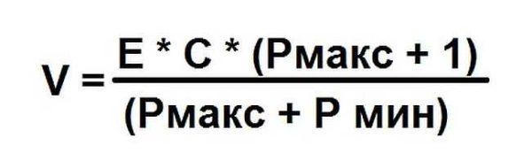 Formula for calculating the volume of a heating expansion tank