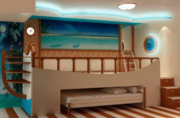 The nautical theme is actual in boys, and also with a double-decker bed....