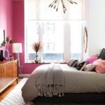 A fuchsia-colored accent wall in 