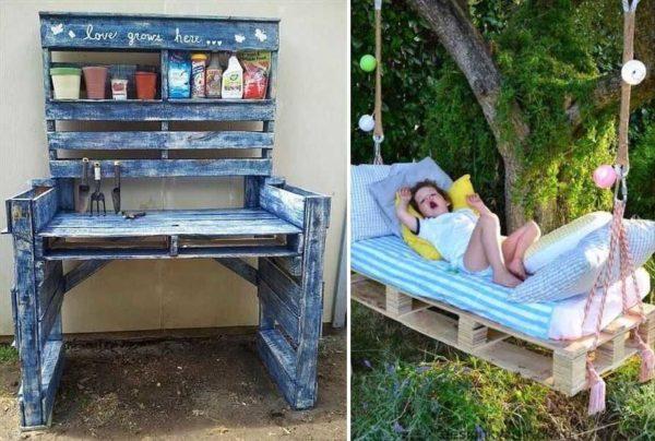 Work table and swings from pallets - such crafts for garden and dacha from the category of 