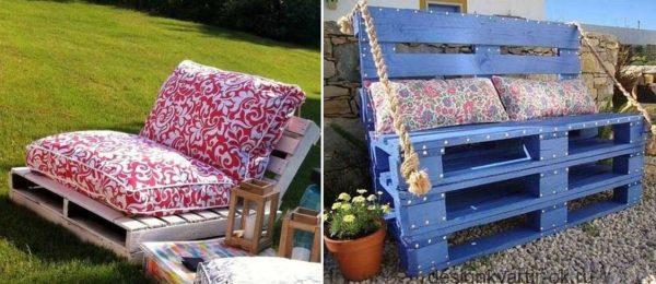 Two types of sofas/benches for relaxation