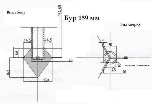 159 mm drill drawing