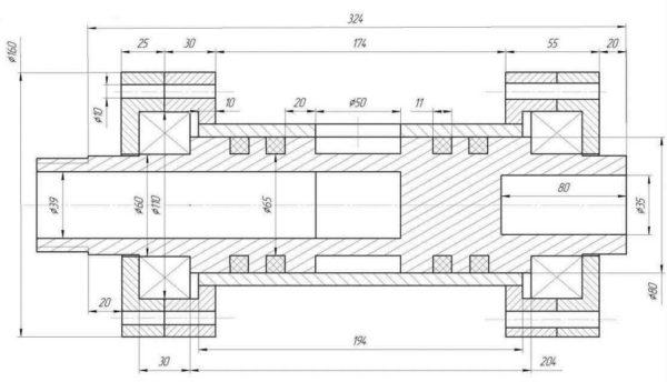 Drawing of swivel for small drilling rig