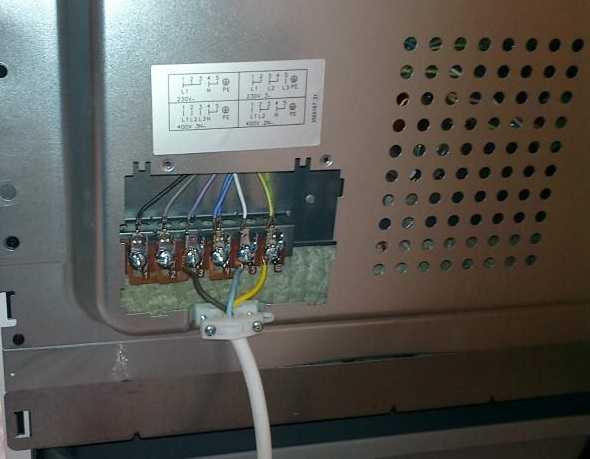 Terminal block to which the electrical cord must be connected