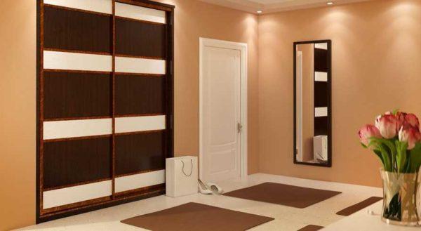 A built-in closet occupies an alcove or wall-to-wall portion of a room