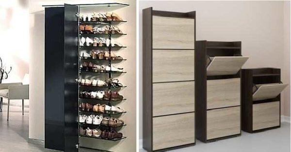 Shoe cabinet for hallway can be of open or closed type