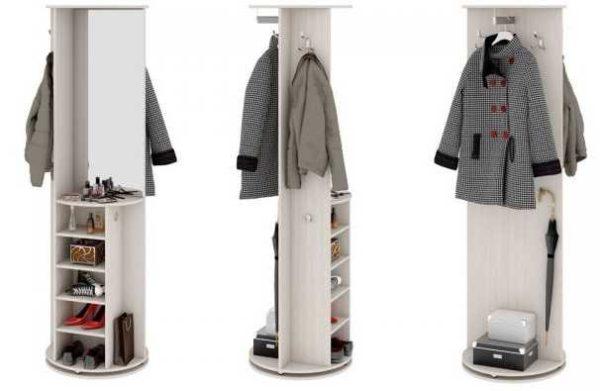 Rotating mini hallway with built-in shoe rack