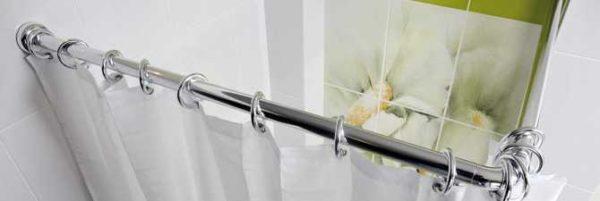 Bathroom or shower curtain rod in stainless steel