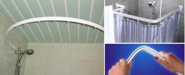 Flexible shower curtain rod - a handy thing for non-standard solutions