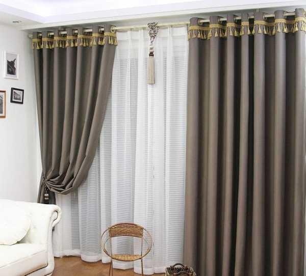 Curtains on eyelets create crisp folds