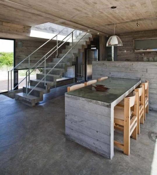 Concrete staircase in loft interior