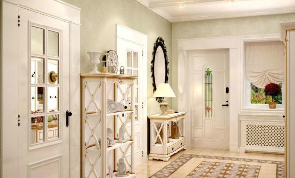 Provence style hallway is light, bright and functional