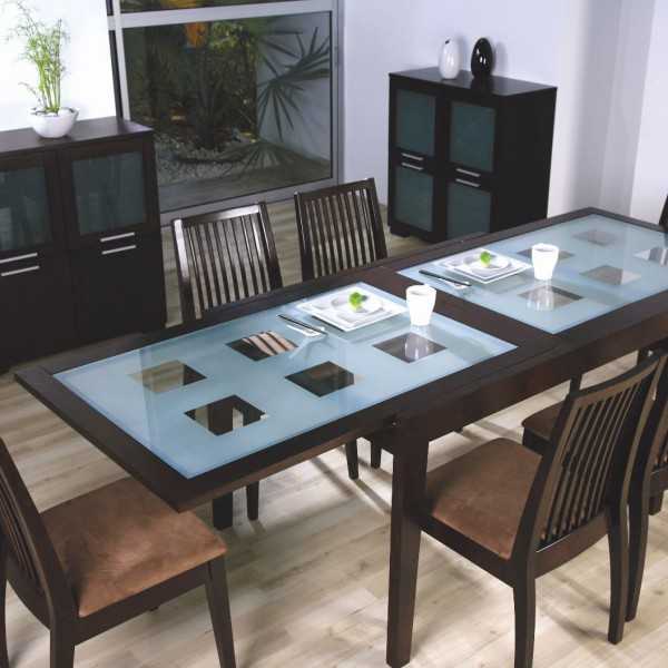 One of the models of folding tables for kitchen made of glass