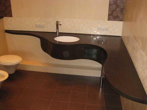 Moisture resistant bathroom countertop made of MDF