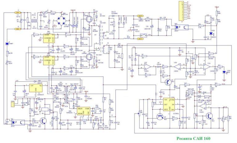 Schematic diagram of Resanta SAI 160 welding inverter