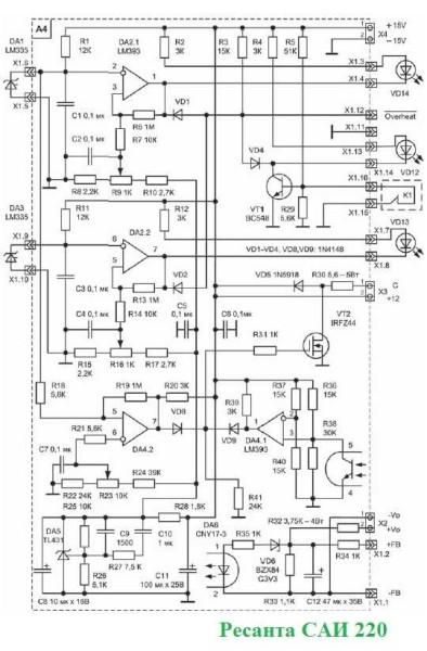 Schematic of Resanta SAI 220 welding inverter