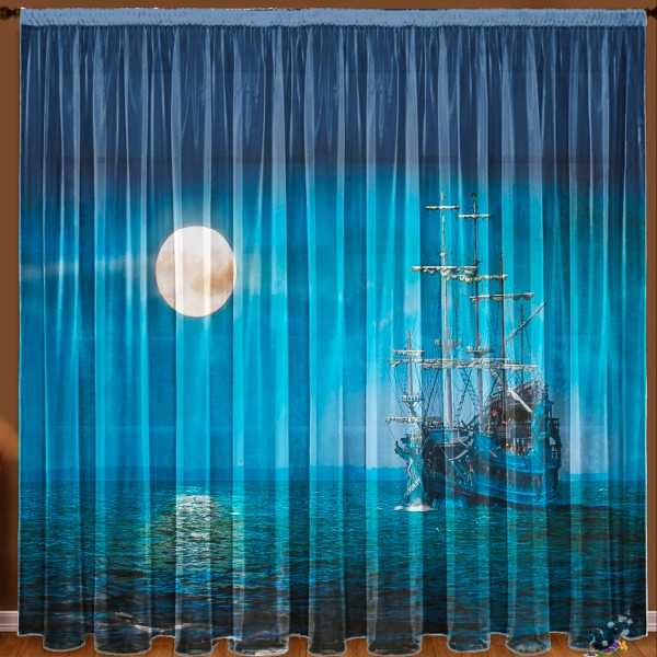 Option of curtains for the window with photo printing