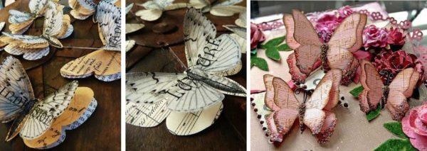 Examples of layered paper butterflies